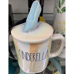 Rae Dunn Mug Disney Princess Iridescent CINDERELLA with Shoe Topper Lid New